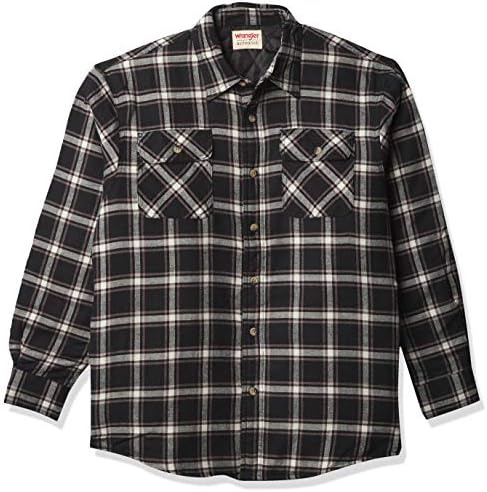 wrangler authentics men's long sleeve quilted lined flannel shirt jacket