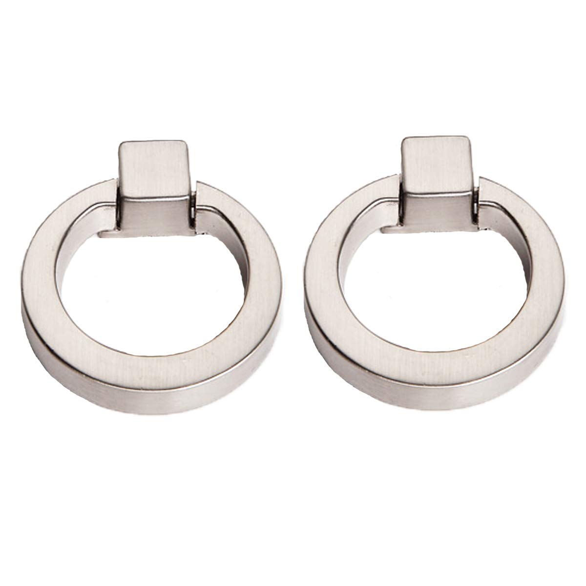 Creatwls Modern Furniture Decorative Hardware Drawer Drop Ring Pull Knob Dresser Wardrobe Cupboard Pull Handle with Screws - 2pcs, Brushed