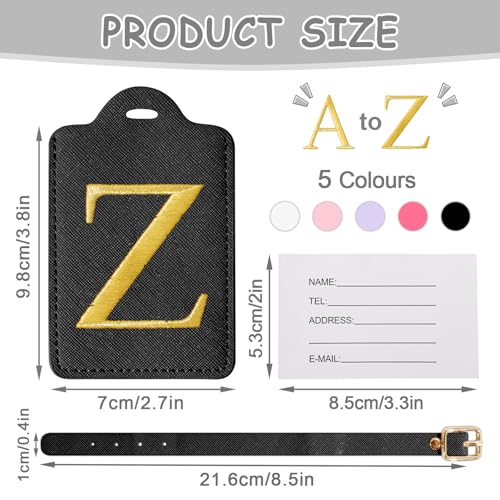 Image of Personalized Initial Letter Luggage Tags for Suitcases,Suitcase Identifier Baggage Tag,Cute Travel Luggage Tags,Best Gift Wedding Birthday for Couples Honeymoon Friend Family Vacation(Black Z)