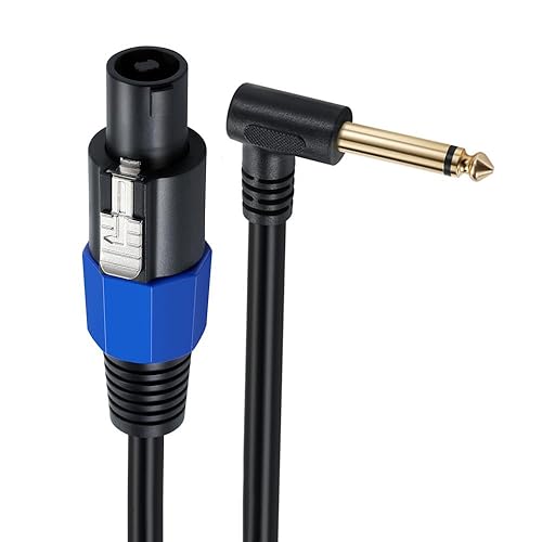Miniatura 9 de Cable de altavoz Speakon de 1.6 ft, calibre 22 (AWG), Speakon hembra a ángulo recto de 14 pulgadas 0.250 in macho TS mono enchufe adaptador