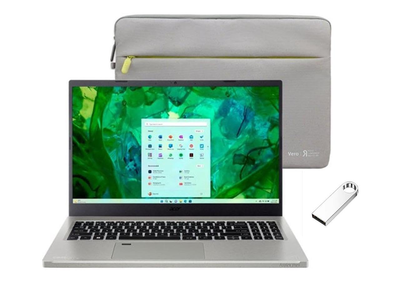 Acer Aspire Vero 15.6 Full HD Laptop | Intel Core i5-1335U | Intel Iris Xe Graphics | Backlit | Fingerprint Reader| 8GB RAM DDR5 | 512GB SSD | Windows 11 Home | Bundle with 64GB USB Flash Drive, Grey