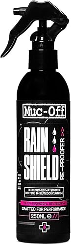 Muc Off Rain Shield Re-Proofer, 8.5 fl oz - Spray impermeabilizante para ropa técnica y exterior - Spray de reimpermeabilización DWR para chaquetas