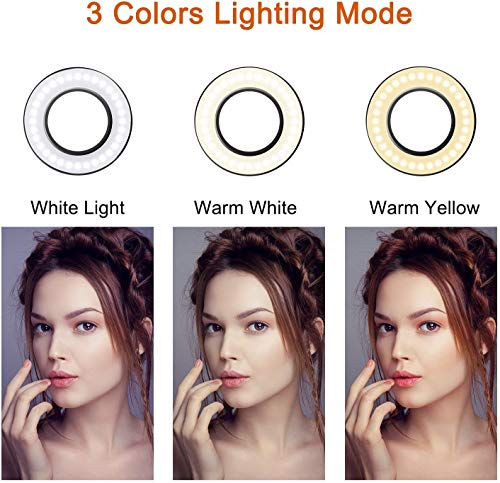ZAFUAZ Selfie Ring Light with Cell Phone Holder Stand for Live Stream/Makeup, Mini LED Camera Lighting with Flexible Arms Compatible with iPhone/Android