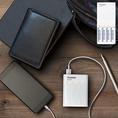 Image of Panasonic Eneloop BQ-CC87N Portable Charger with Mobile Power Bank Function and with USB Cable for AA & AAA Rechargeable Batteries