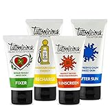 SUNSCREEN 50+ SPF: Protege el tatuaje y la piel tatuada del sol con un factor de protección muy alto (SPF 50+) contra los rayos UVA-UVB. Fórmula ANTIDESLIZANTE