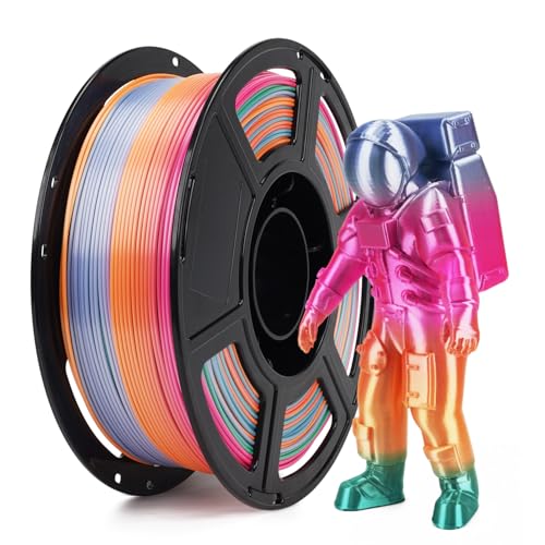 Image of FLASHFORGE Silk PLA Gradient Rainbow Candy, Multicolored Color Change Rainbow 3D Printing Filament, Light Purple Green Yellow Pink Shiny Fast Color-Changing Each 8M Gradually, Ultra-High Glossiness