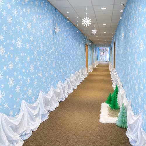 Tegeme 15.7 x 8.5 ft Fabric Snowball Mountains Backdrop Vbs Snowflake Background for 2026 Vacation Bible School Winter Themed Events Wonderland Photography Backdrop Decor for Home Photo Studio Props