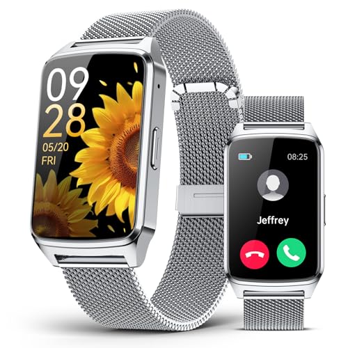 paybay Reloj Fitness para Mujeres & Hombres, Contador de Pasos & Monitor Sueño/FC, Rastreador Actividad Impermeable IP68, Compatible iOS/Android, 110+ Modos Deportivos (Clásico, Plata, 1.57)