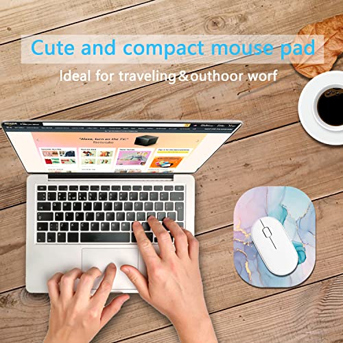 Small Mouse Pad，Mini Mouse Pad 6 X 7 Inch，For Laptop Keyboard Tray Wireless Mouse Home Office Travel，With Non-Slip Rubber Base, Waterproof Mouse Mat，Cyan Blue Marble #TOP6