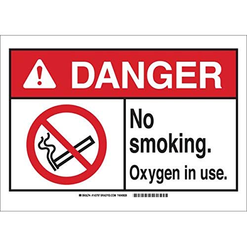 Panneau danger no smoking oxygen in use Brady en aluminium durable 25x35 cm