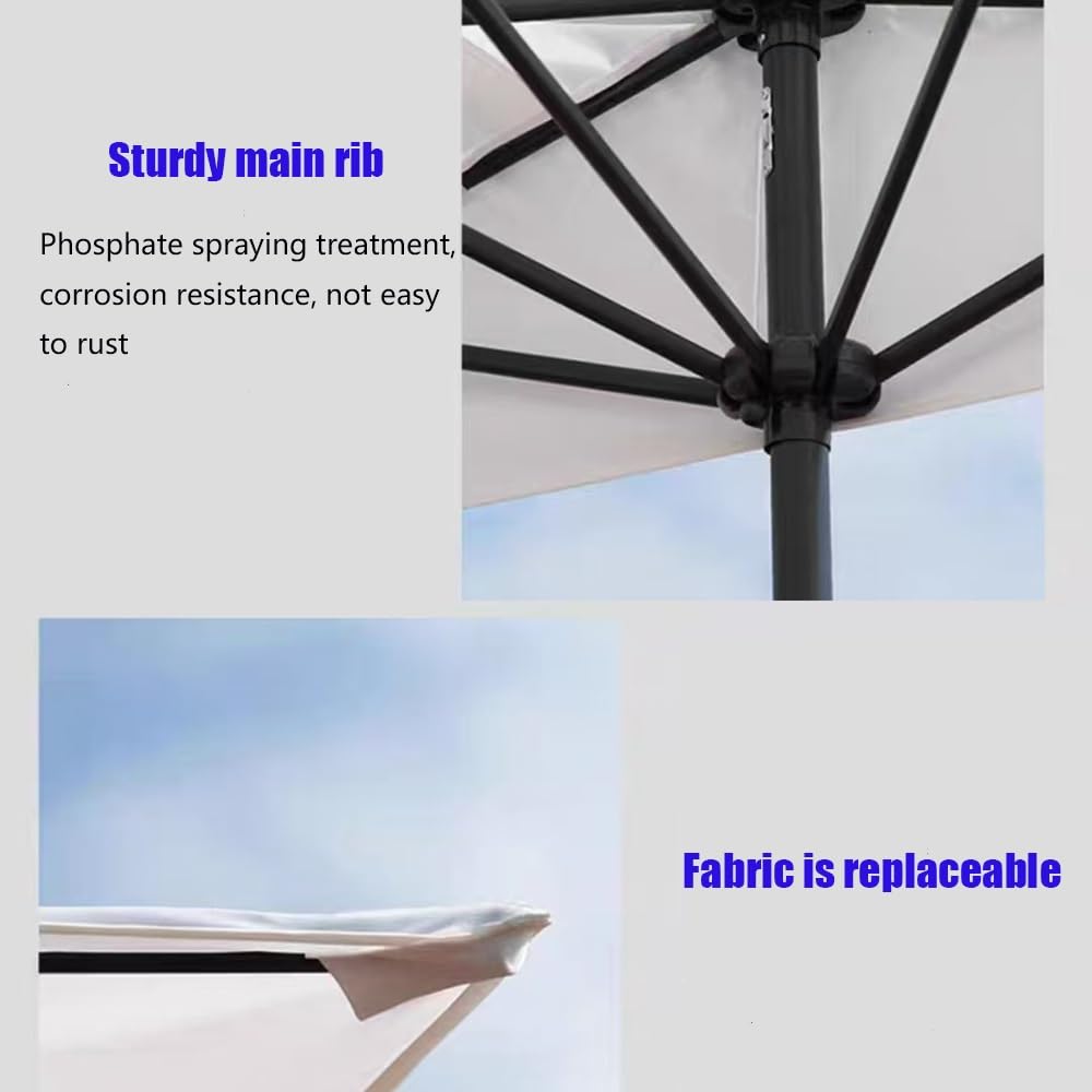 Ombrellone Da Giardino 5Costole Ombrellone A Mezzaluna Rettangolare | Ombrello Da Patio Da Parete Stecche In Acciaio Altezza Regolabile 2.5×1.3 2.7×1.5m