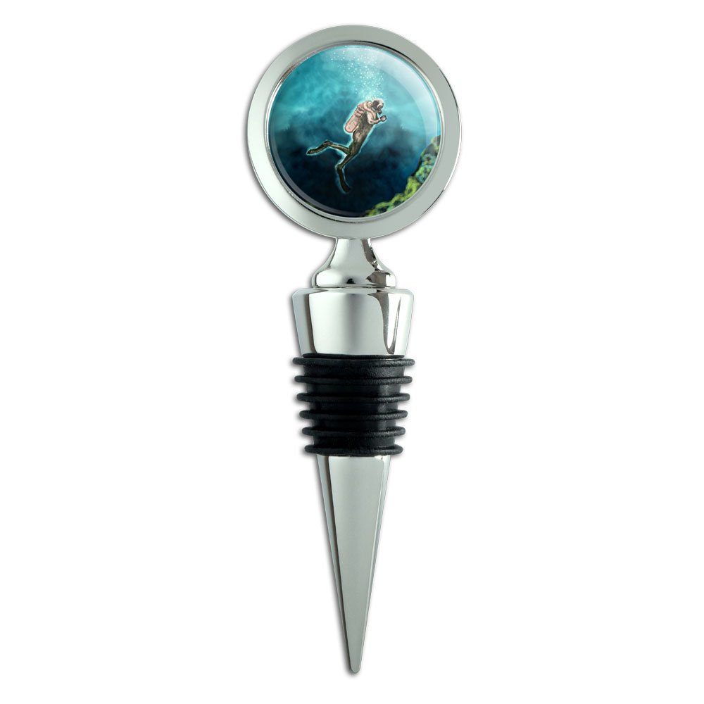 Scuba Diver Blue Ocean Diving Wine Bottle Stopper