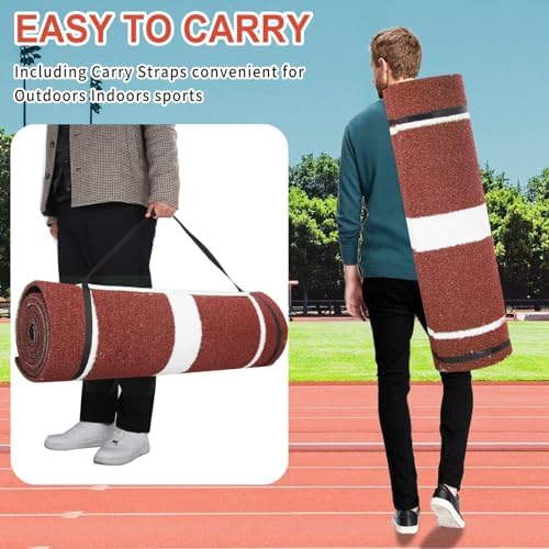 Image of Softball Pitching Mat 10' x 3' with Pitching Mound-Green /Red