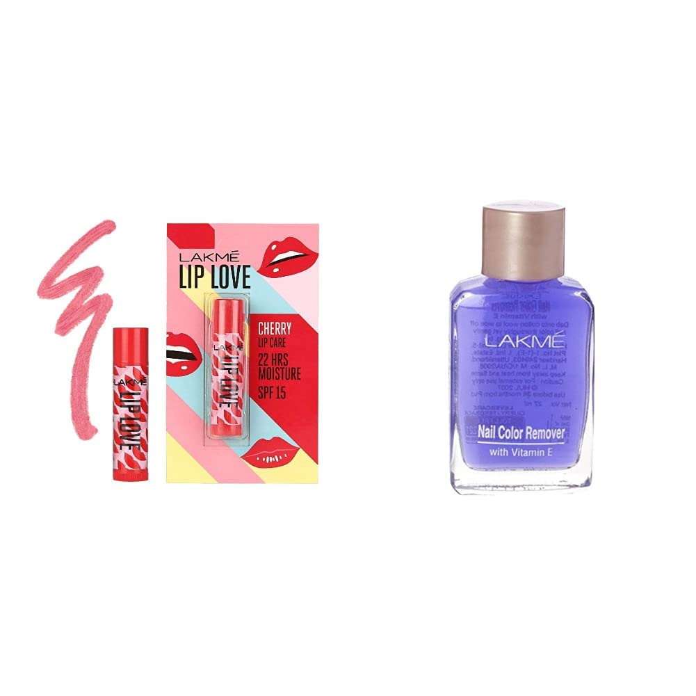 Lakmé Lip Love Chapstick, Spf15, Cherry, 4.5 g And Lakmé Nail Color Remover, 27ml-image-28