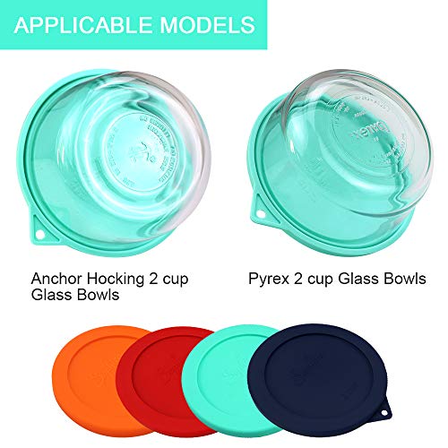 SOPHICO Round Silicone Lids for Anchor Hocking & Pyrex Bowls - Navy Blue & Mint, 4 Pack