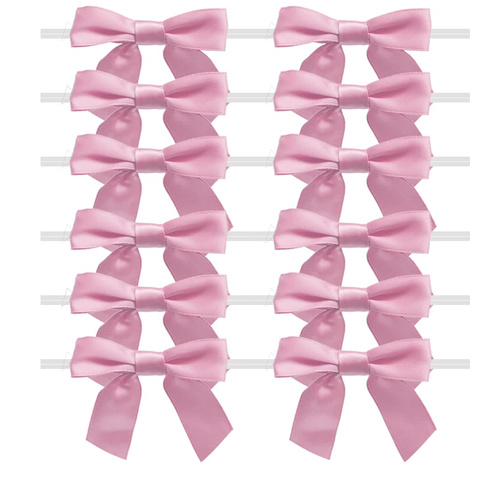 BAISDY 50pcs Twist Tie Bows for Treat Cake Pops Sealing Lollipop Bags Ribbon Bows Craft Twist for Brithday Baby Shower Valentine's Day Christmas Party