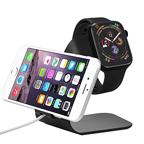 YOMENG Support de Charge pour Apple Watch Phone, Support de Station d'accueil pour Chargeur de Bureau en Aluminium 2 en 1 pour iPhone 4/3/2/1 pour iPhone X XR XS Max 8 7 Plus pour iPad Mini Samsung