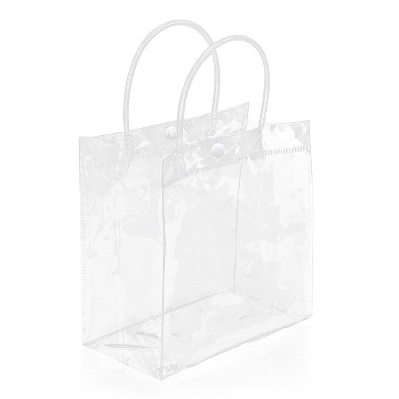 25 Pezzi Party Tote Bags Trasparenti con Manici Decorativi PVC Sacchetti Regalo Riutilizzabili per Confezioni E Caramelle Accessori Adatti a Regali Ev, 20x20cm