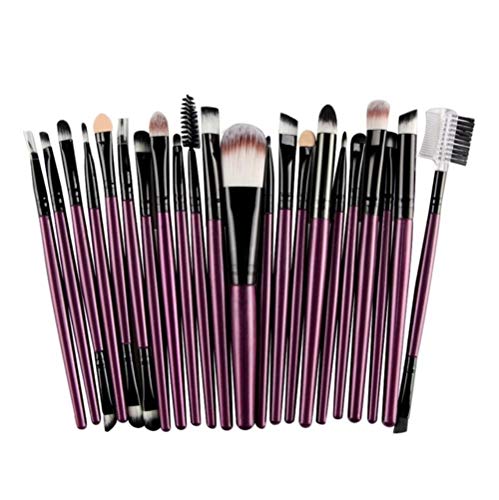 Yener 22Pcs Set Makeup Brush Set Wooden Handle Make-up Toiletry Wool Makeup Brushes Foundation Eyeshadow Eyebrow Blend Makeup Brush,Purple