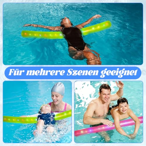 2 Stück Aufblasbarer Nudelschwimmer 120CM – Schwimmnudel Extra Lang mit Lichtern für Kinder & Erwachsene, Poolstange für Schwimmbad, Aquasport, Wassergymnastik & Strandspiele, Schwimmhilfe für Baden
