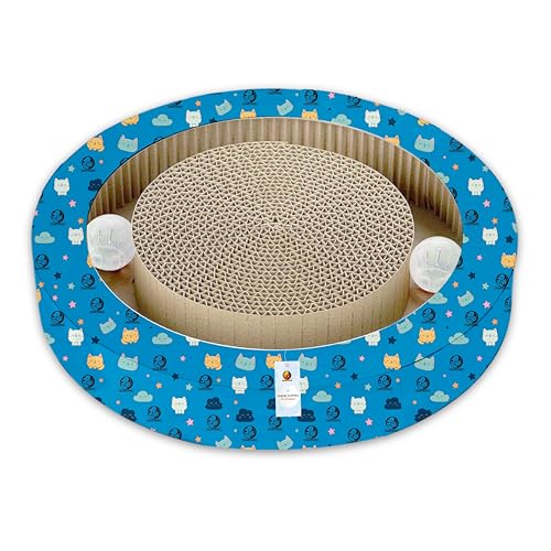 Image of Foodie Puppies Cat Scratching Pad for Cats and Kittens - (Circle Track Scratcher - Small 35.5 x 35.5 x 6.5 cm) | Corrugated Scratcher Cardboard for Cats, Kit for Furniture Protection, Durable Design