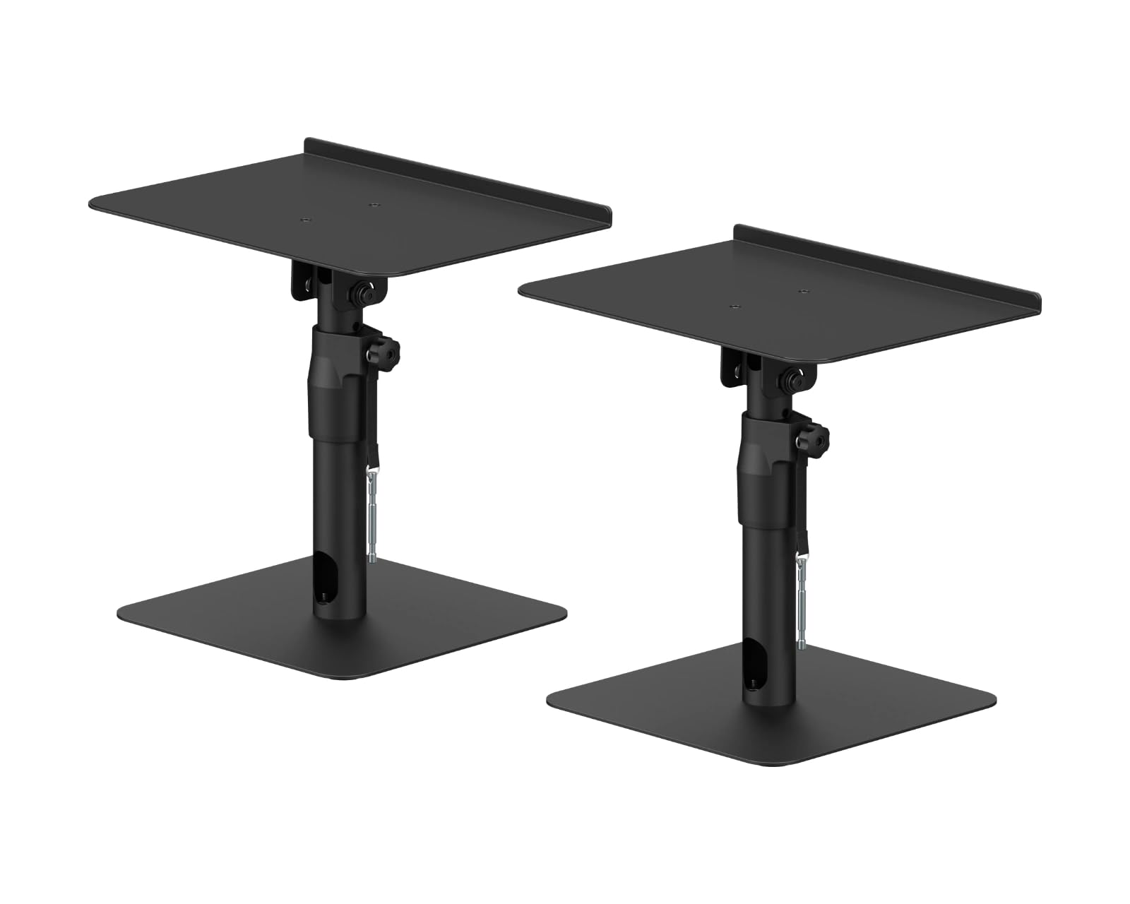 Soporte ajustable para altavoces de escritorio, soporte de mesa inclinable con gestión de cables y almohadillas antivibración, color negro
