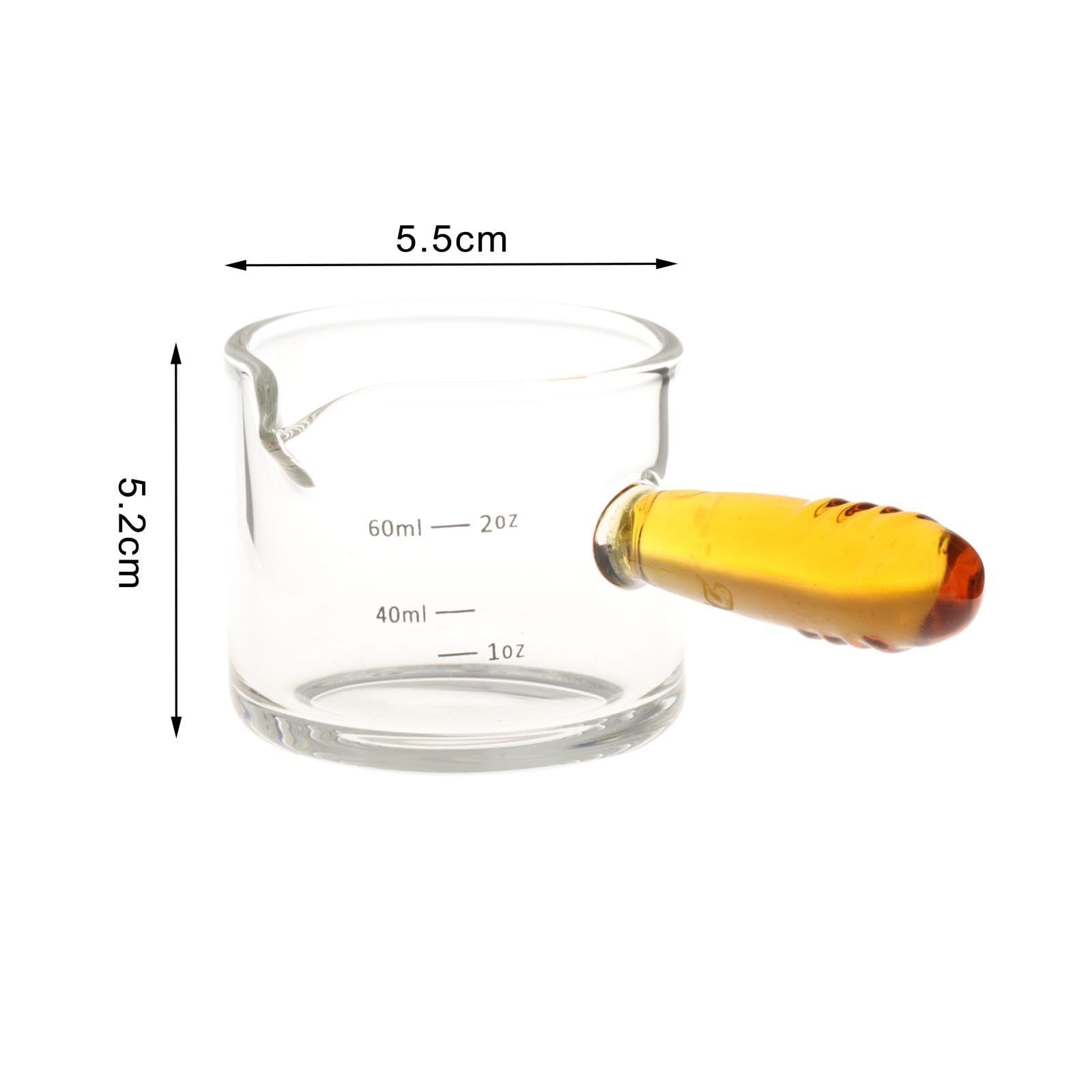 4 Piezas Taza Medidora de Café Jarra para Espresso con Asa Antiescaldante Vaso Medidor de Cristal Alta Temperatura para Leche Salsas Adecuadas para, 5 Piezas