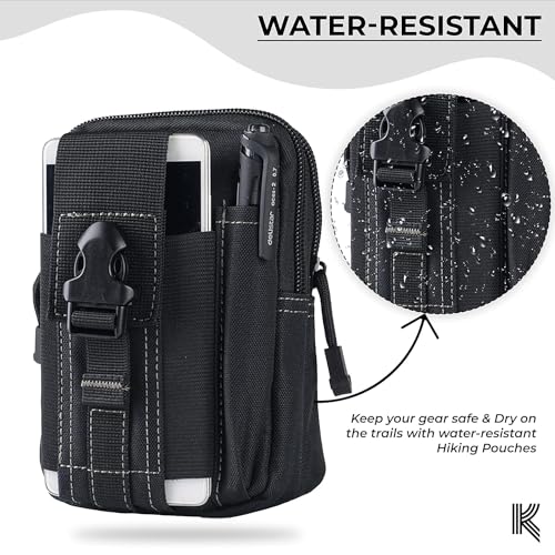 Image of Kraptick Multi-Purpose Water Resistant Waist Bag with Dual Compartment, Waist Bag Mobile Phone Holder, Waist Pack for Men, Women Camping Hiking Pouch (Beige & Black) (Combo of 2)