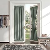 PONY DANCE Sega Green French Door Curtain - Privacy Blinds Thermal Insulated Covering for Patio, Glass, Front Door with Tieback, 54 x 72 inch, 1 Panel