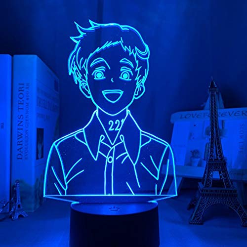 De Beloofde Neverland Anime Manga Serie 3D Nachtlampje Tafelbureaulamp, Yunplus 7 Kleuren Optische Illusie Touch Control Lights met Acryl Platte & ABS Base & Usb-kabel