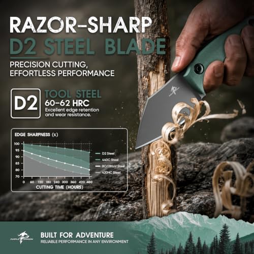 Image of Purple Dragon EDC Fixed Blade Knife with Rotatable Sheath,D2 Survival Knife
