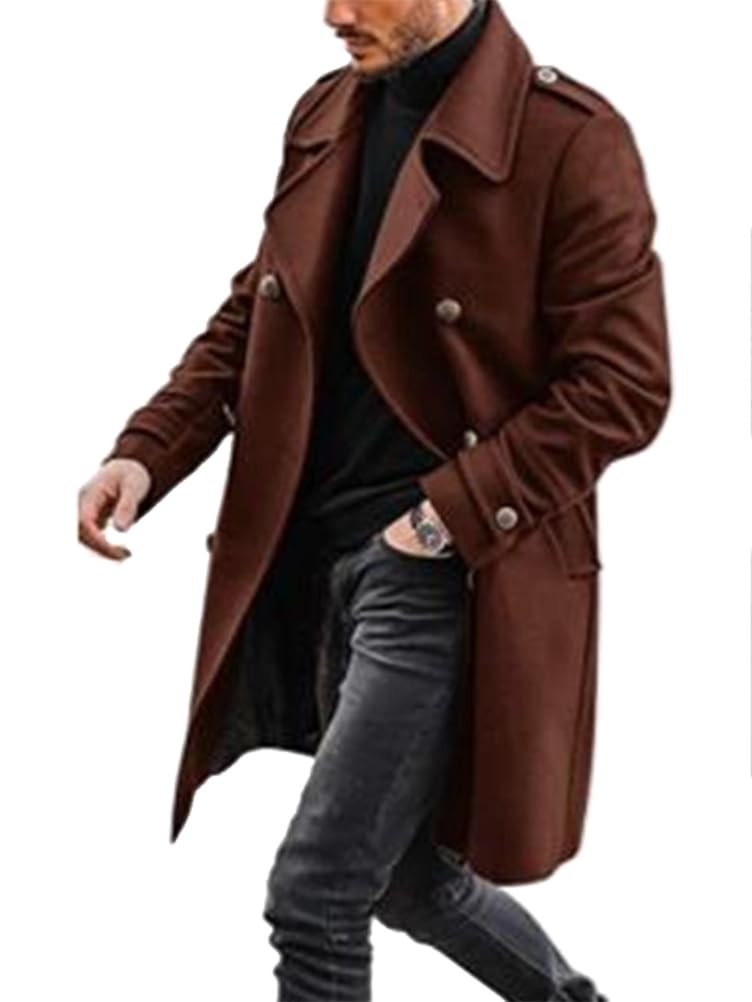 Herren Mäntel Langen Ärmeln Umlegekragen Mantel mit Tasche | Wintermantel,Männer,Warm,Einreihiger Mantel,Business,Freizeit,Elegante,Einfarbig Dick Mantel,Herbst und Winter