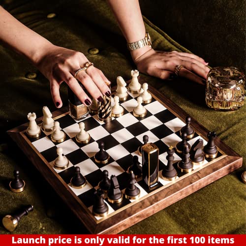 The Craft House Luxury & Decorative Wooden Chess Set, Walnut Leather Chess Board With Weighted Chess Pieces, Unique Deluxe Wooden Chess Gifts For Board Game Lovers, Handmade Chess Set With Storage #TOP5