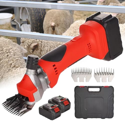 Tagliatori di bestiame professionali a 6 velocità, 550W cesoie di pecora ricaricabili per il bestiame di alpacas di capre, strumento di toelettatura portatile con 2 batterie, progettazione ad angolo c