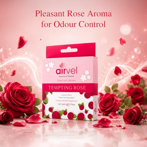 Image of Airvel Rose Fragrance Block| Non-Toxic, Safe | Long-Lasting Freshness | Up to 45 Days Pack of 4 (75g Each)