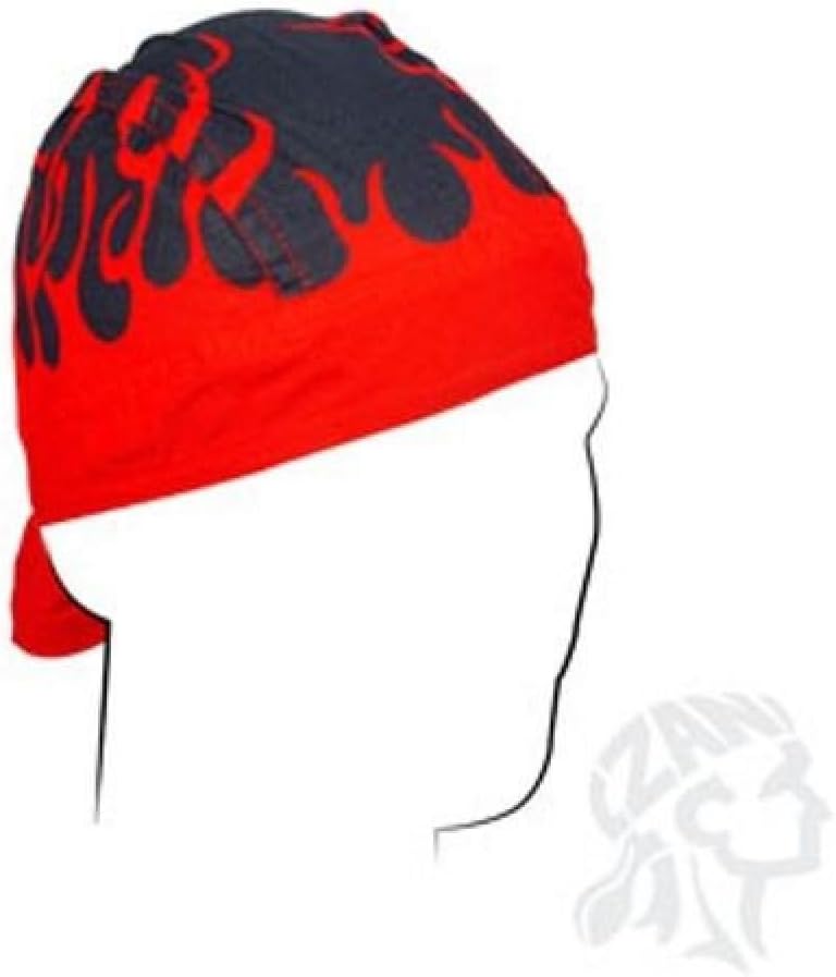 Red Black Pinstripe Classic Biker Flames Doo Rag Headwrap Skull Cap Durag