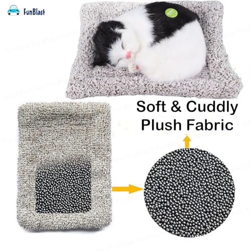 Image of FunBlast Cute Sleeping Cat Plush Toy with Meow Sound, Gift for Kids, Toy Accessories for Car Dashboard (Random Color)