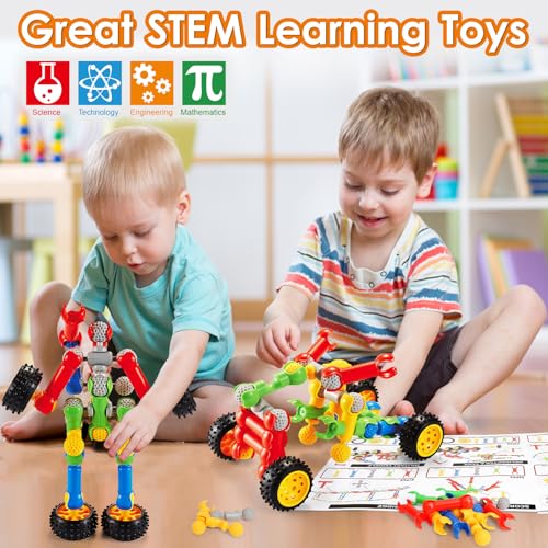 Image of Kids STEM Building Toys for 3 4 5 6 7 8+ Year Old Boy Girl Birthday Gift, 110 Pcs Educational Building Blocks for Kids Ages 3-5 5-7 4-8 6-8, Preschool Stem Kits Engineering Creative Activities Games