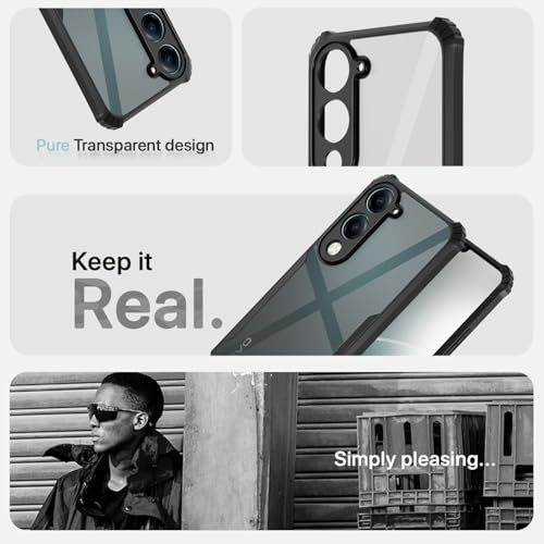 Image of Pikkme Back Cover for iQoo Z10 lite 5G / Vivo T4 lite 5G / Y19 5G / Y19e / Y04 4G / Y29s 5G | Ultra Hyrbid | Full Camera Protection | Raised Edge | Crystal Clear Transparent Bumper Case (Black)