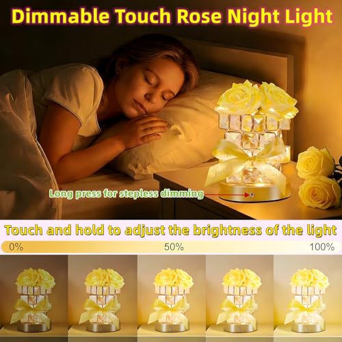 Image of Rose Flower Lamp,Birthday Gifts for Women Cordless LED Touch Night Light