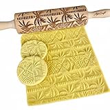 Picture of PALM TREE Embossing Rolling Pin with Tropical Pattern. Dough and Clay Roller for Embossed Cookies and Pottery. Cookie and Ceramic Stamp. Backing Gifts for Women by Algis Crafts
