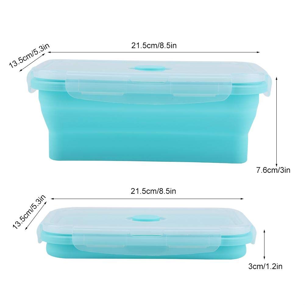 Fdit 4 Size Silicone Collapsible Portable Lunch Box Bowl Boxes Folding Food Container Lunchbox 350/500/800/1200ml(Green 1200ml)