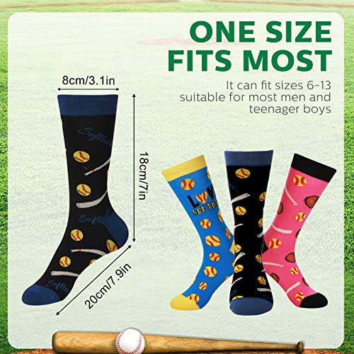 Coume 3 Pairs Novelty Softball Socks Gift for Men Christmas Funny Softball Socks