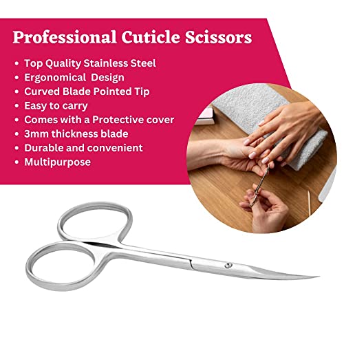 Kanchi Cuticle Scissors Sharp Curved Blade, Super Slim Scissors Professional Manicure Pedicure Scissors Small Scissors Precise Pointed Tip Grooming Blades For Eyebrow, Eyelash #TOP4