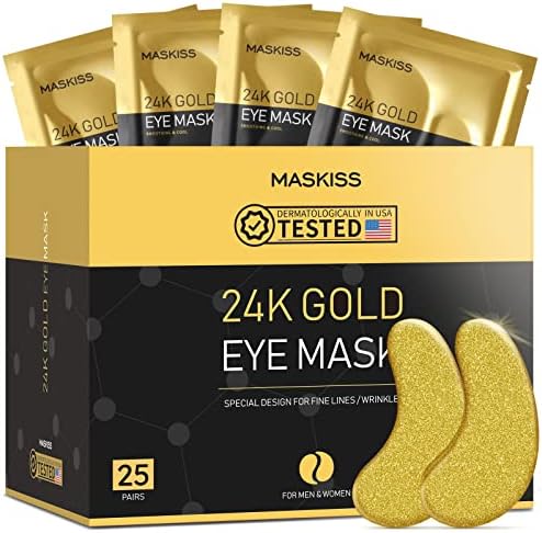 Maskiss 25-Pairs 24K Gold Under Eye Patches, Eye Mask, Eye Patches for Puffy Eyes, Eye Masks for Dark Circles and Puffiness, Collagen Skin Care Products