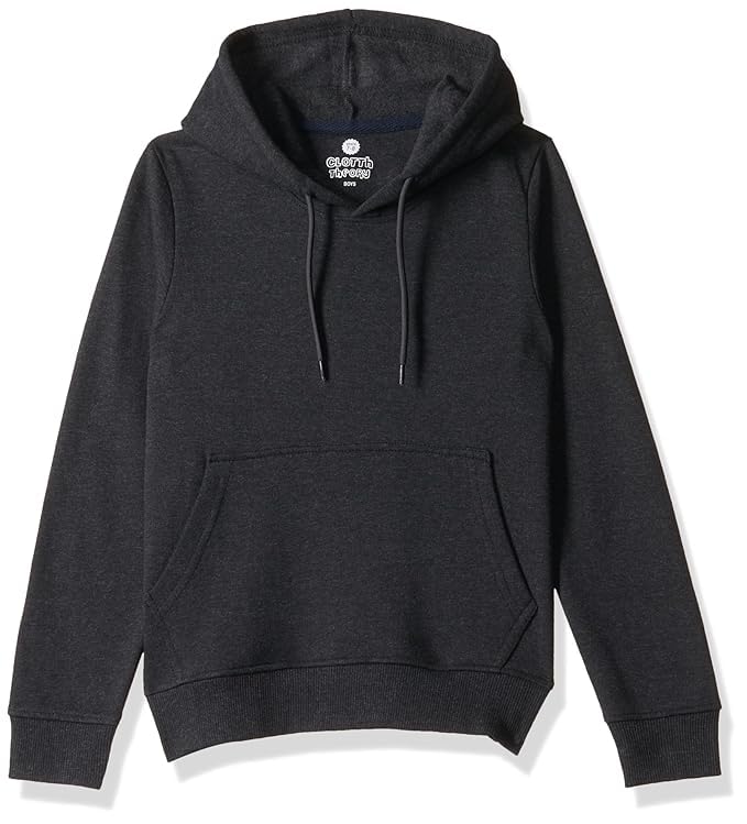 Image of Solid Cotton Fleece Girls Hooded Neck Sweatshirt with Kangaroo Pocket