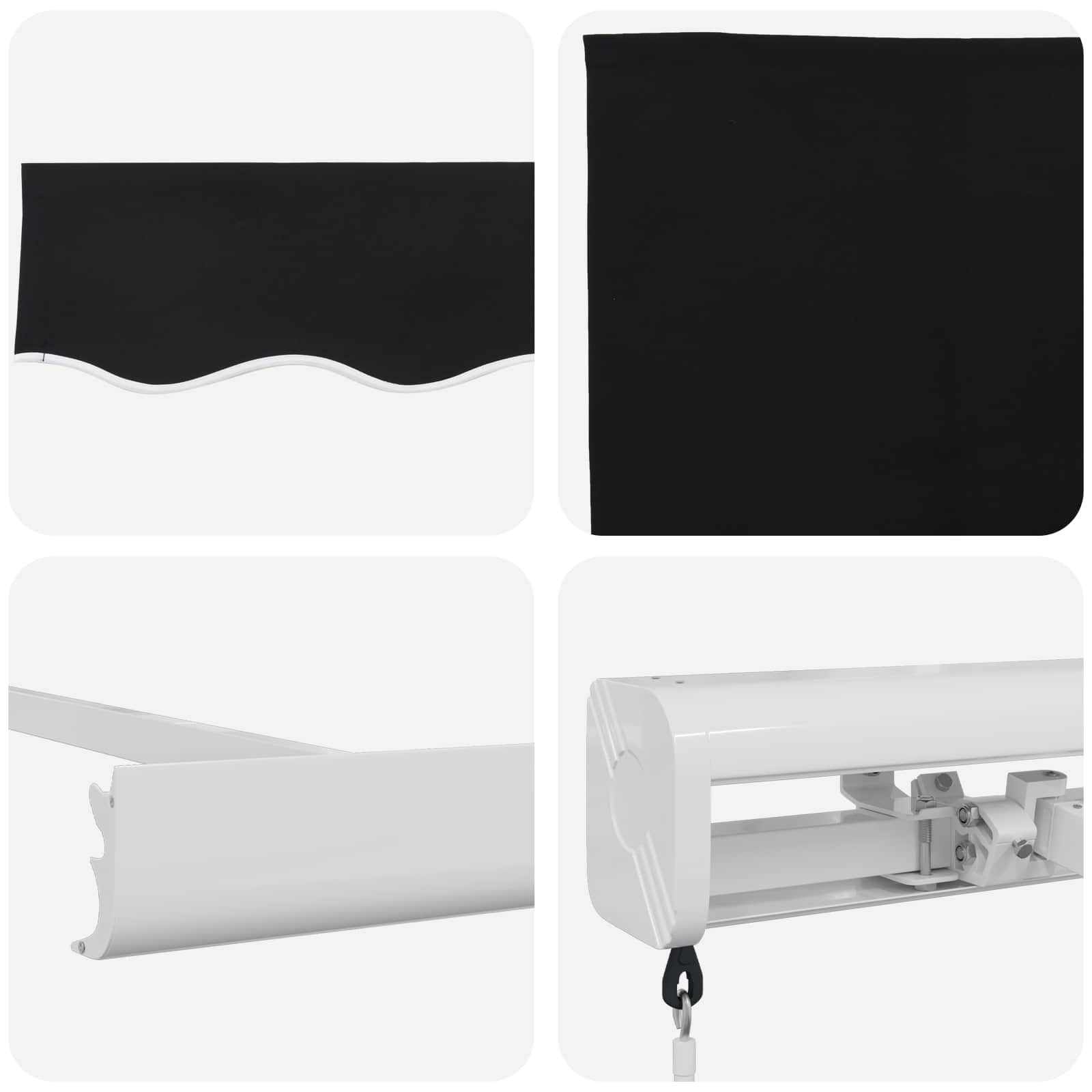 Tenda da Sole Retrattile Manuale 350x250 cm Alluminio Nero | Copertura parasole per giardino e terrazza con tessuto in poliestere resistente ai raggi UV e struttura robusta.