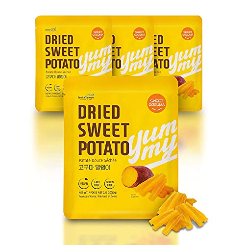 100% Natural Sweet Potato Snacks from South Korea [ 4 PACK ] Healthy Vegan GMO Free Gluten Free Snack for Diets with No Preservatives No Sugar Added l Soft + Chewy í•´ë‚¨ ê³ êµ¬ë§ˆ ë§ëž­ì´ by [Sweet Goguma]