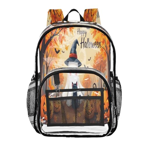 Clear Backpack for School Maple Leaves Ghost Pumpkin Transparent Bookbag for Girls See Through PVC Boy Backpacks