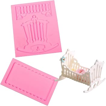 Crib Baby Cradle Fondant Cake mold DIY Style Decorative Fondant Cake Silicone mold Photo Frame Cake Candy Biscuit Polymer Clay Ice Mold Kitchen Baking Tools